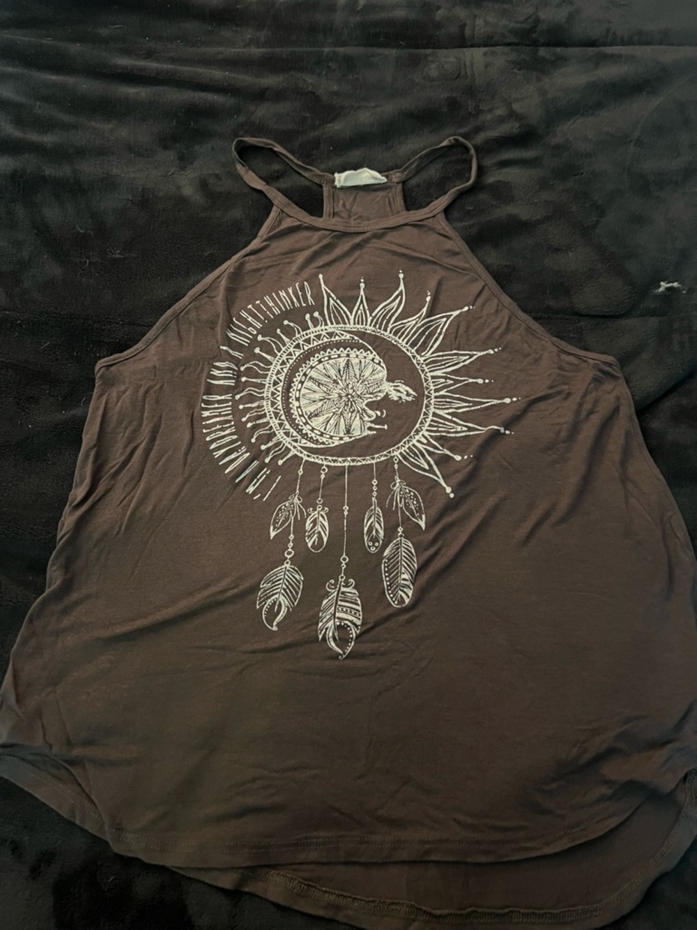 L green and white dream catcher tank top